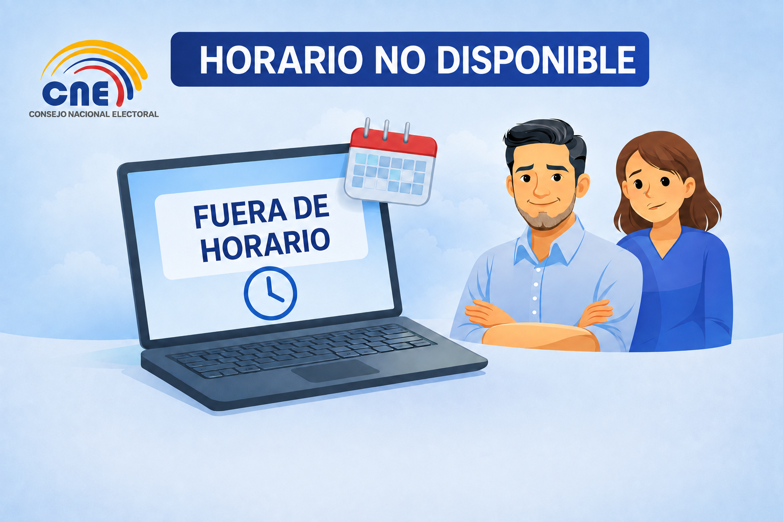 Horario no disponible para realizar el registro